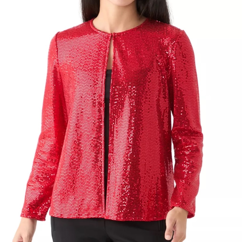NWT Anne Klein Red Sequin Jacket